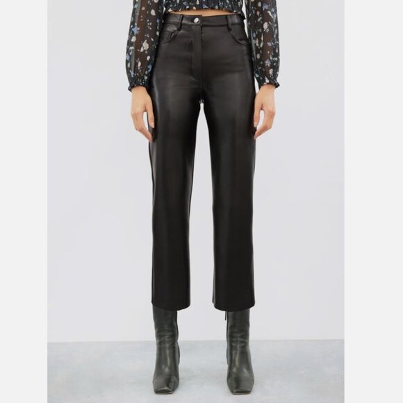 Aritzia Wilfred Melina Cropped Pant Black Vegan Faux Leather SMALL $148 - Picture 7 of 7